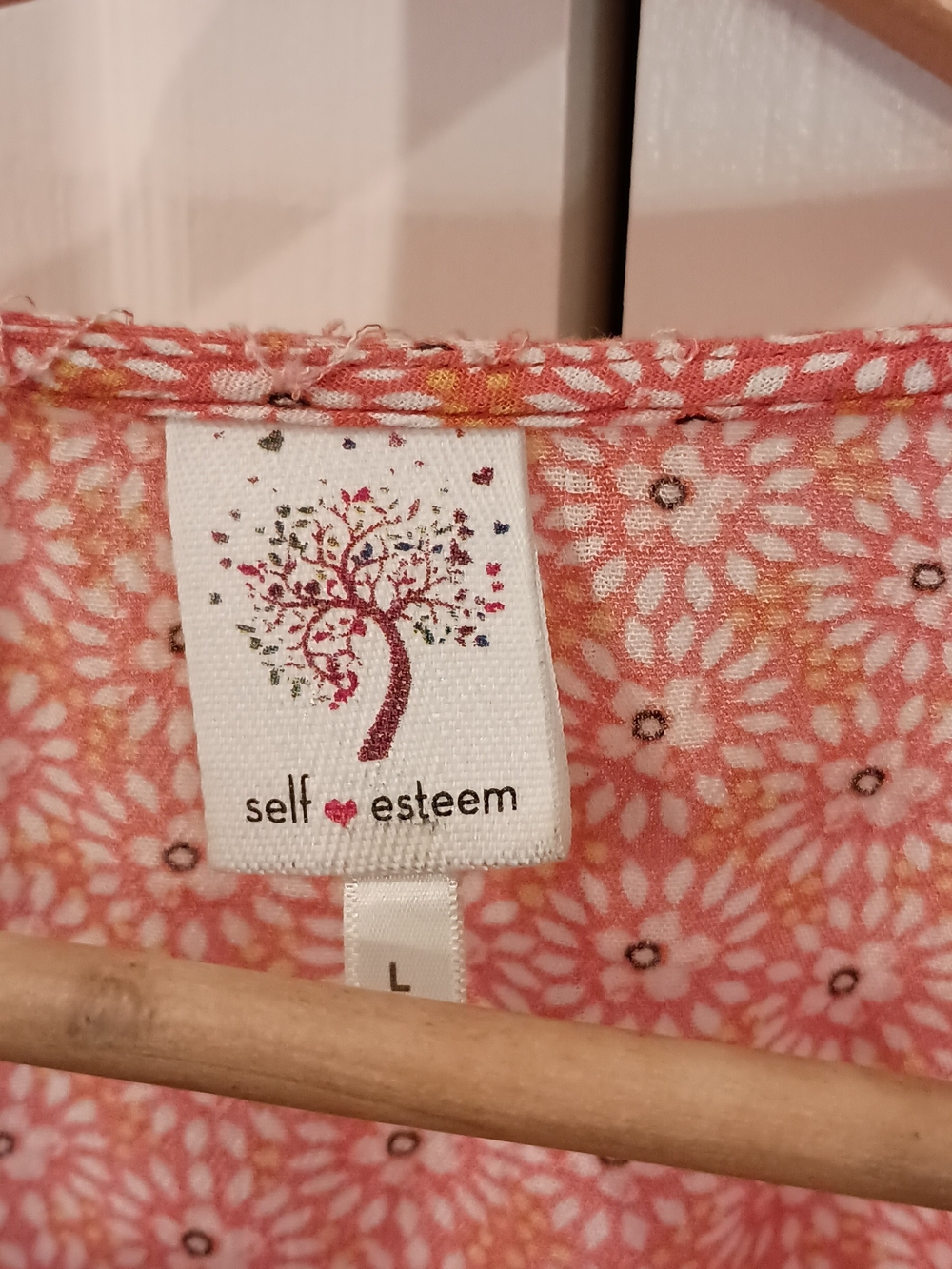 Self Esteem Coral Floral V-Neck Top - Picture 6 of 13